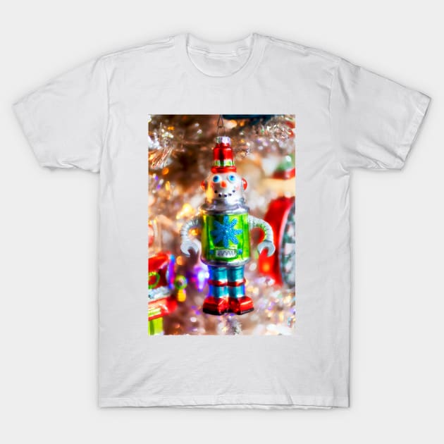 Silver Christmas Robot T-Shirt by photogarry